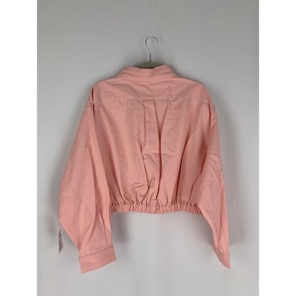 ASOS Cropped Twill Button Up Shirt Shacket Womens Size 12 Pink Jacket New - Picture 7 of 9